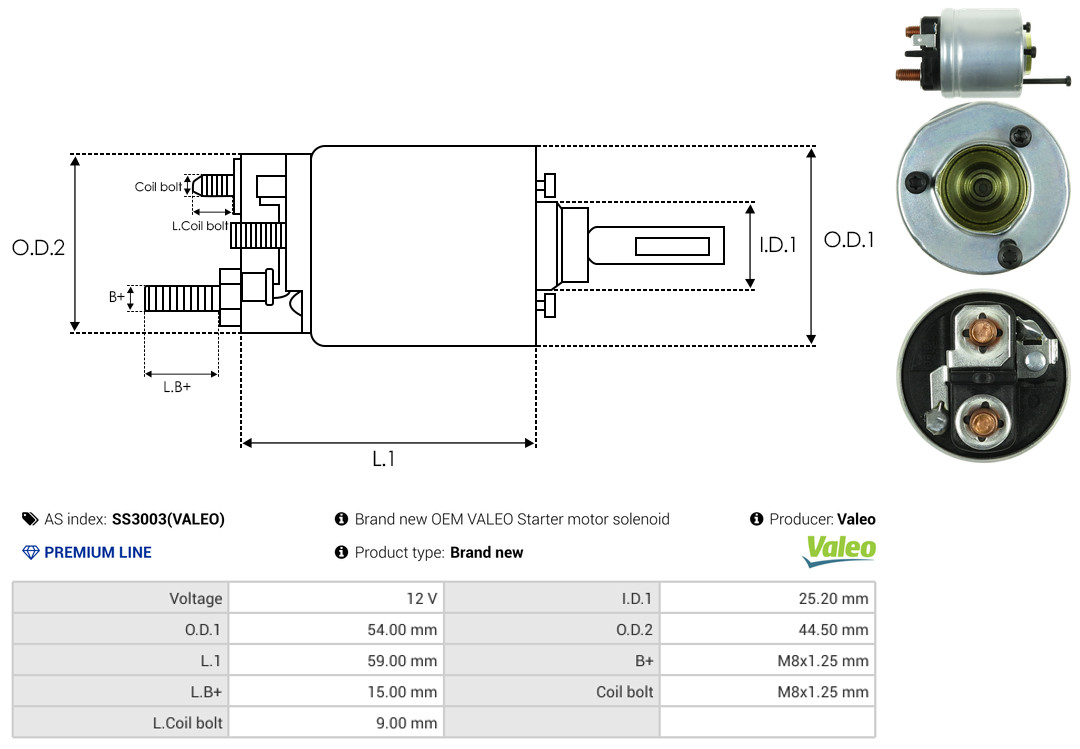 Solenoid Switch, starter - SS3003(VALEO) AS-PL