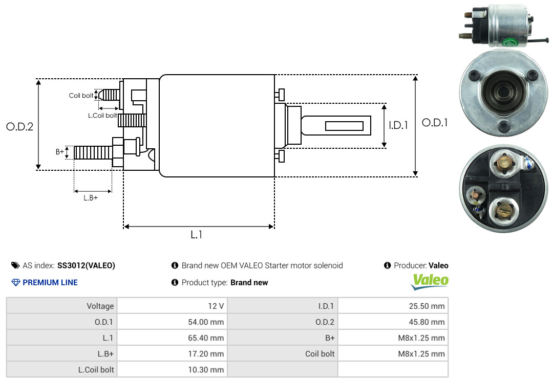 Тяговое реле, стартер - SS3012(VALEO) AS-PL