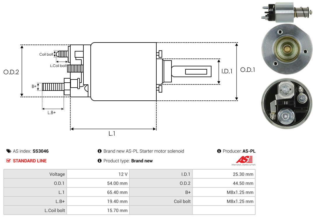Solenoid Switch, starter - SS3046 AS-PL