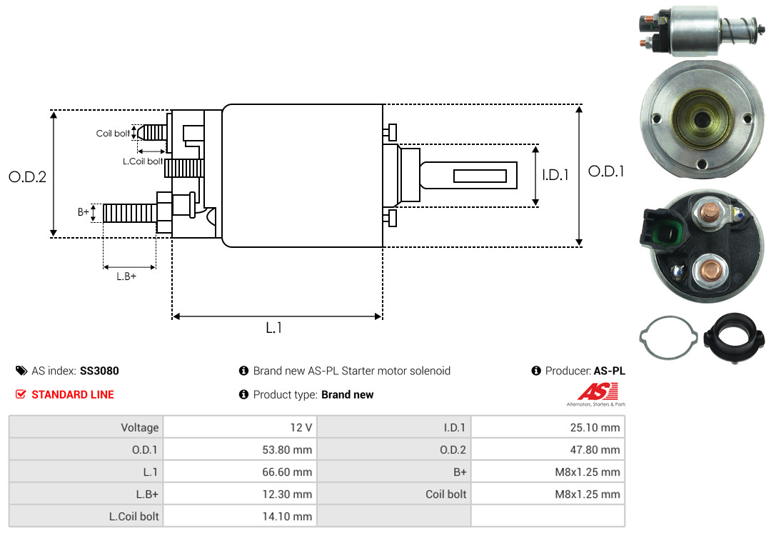 Solenoid Switch, starter - SS3080 AS-PL
