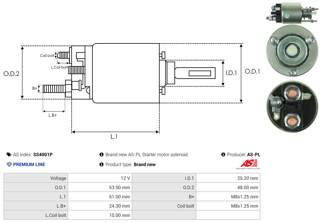 solenoidinis jungiklis, starteris - SS4001P AS-PL
