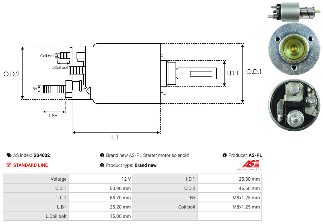 Solenoid Switch, starter - SS4002 AS-PL