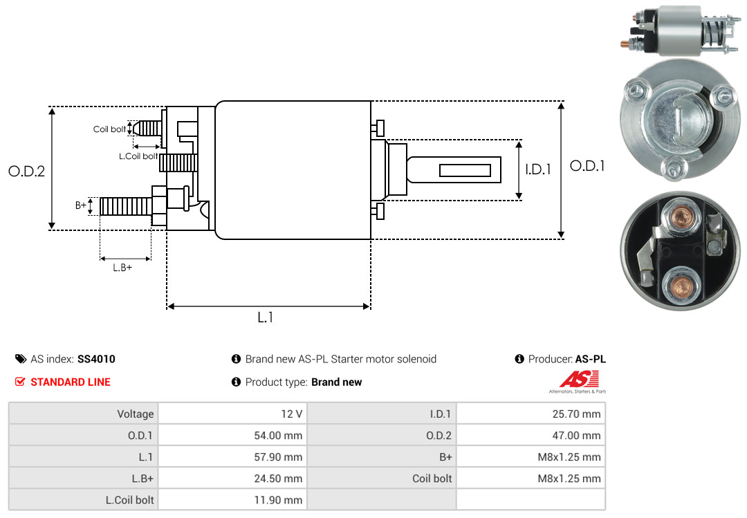 Solenoid Switch, starter - SS4010 AS-PL