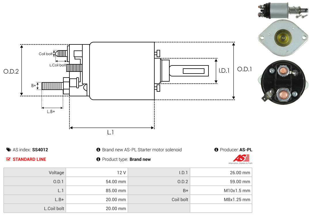 Solenoid Switch, starter - SS4012 AS-PL