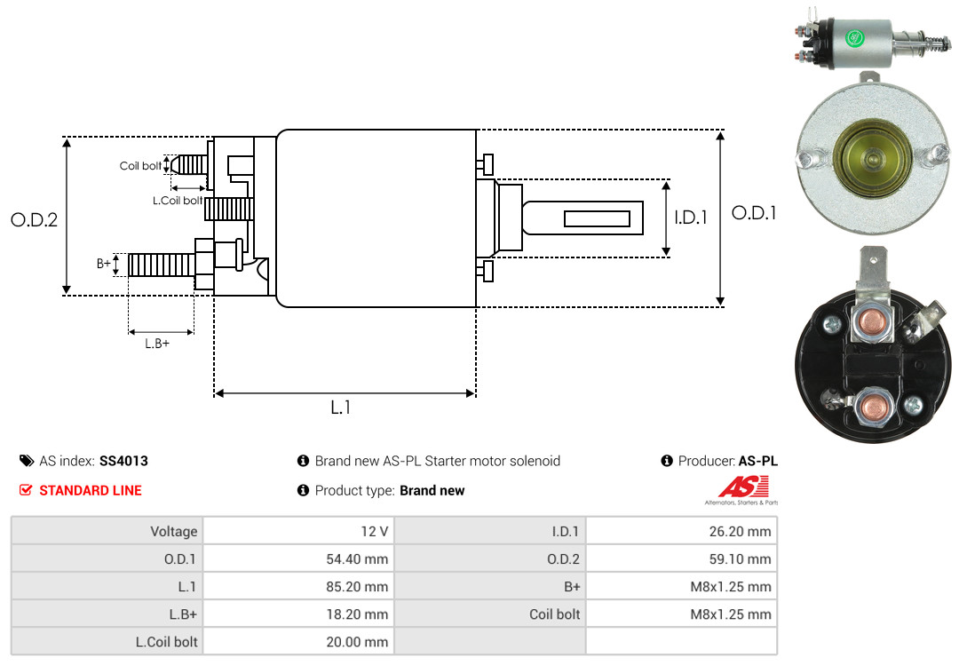 Solenoid Switch, starter - SS4013 AS-PL