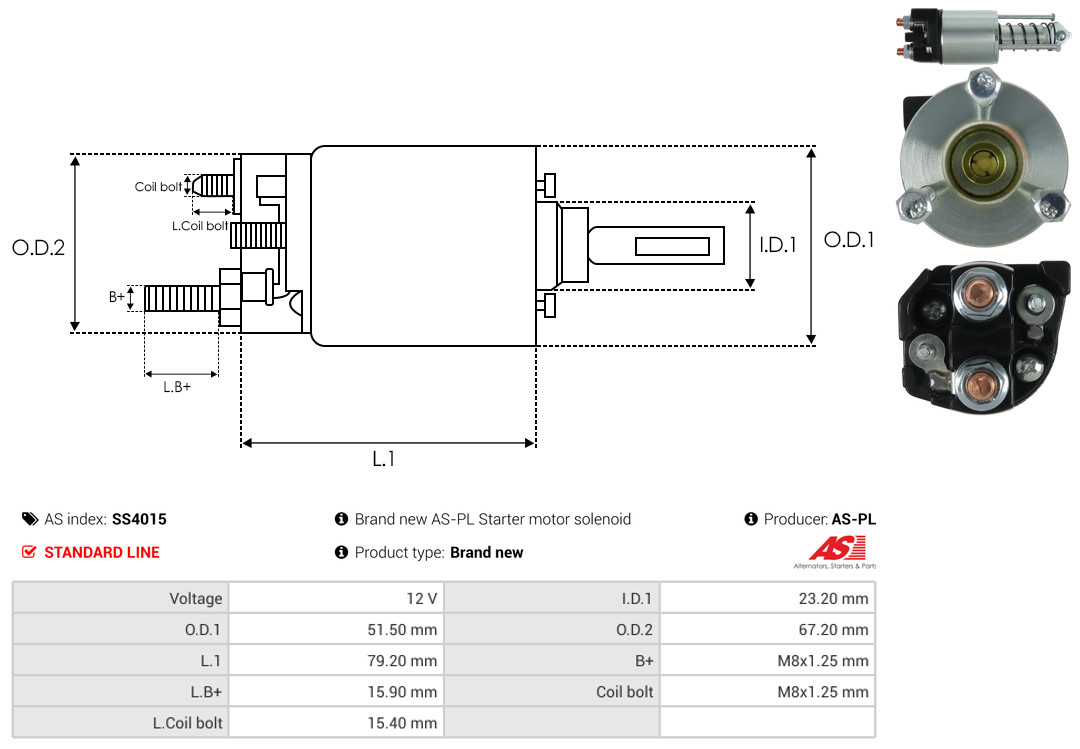 Solenoid Switch, starter - SS4015 AS-PL