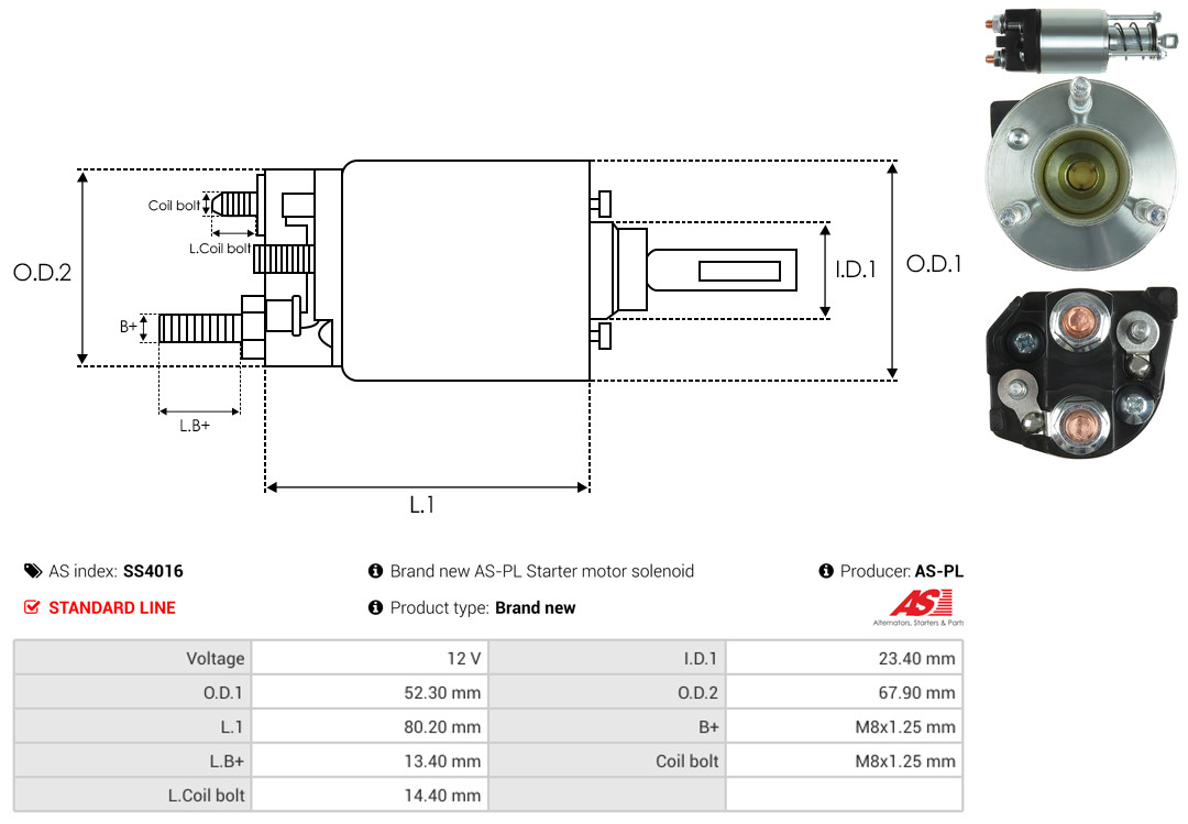 Elettromagnete, Motore d'avviamento - SS4016 AS-PL
