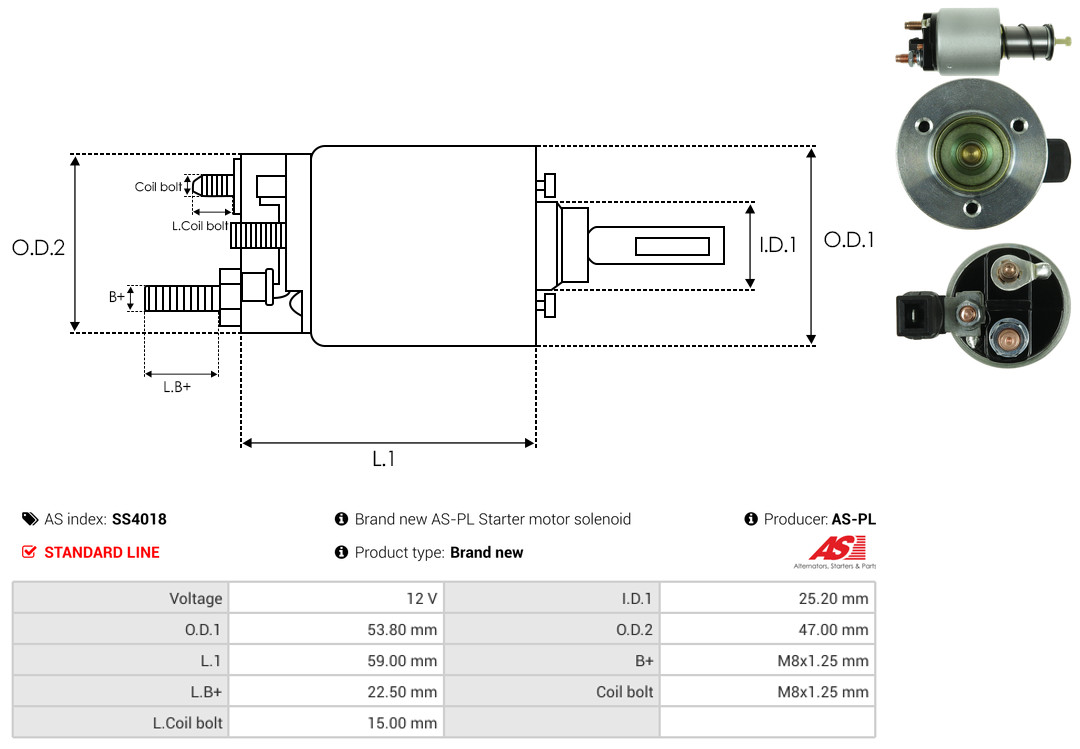 Solenoid Switch, starter - SS4018 AS-PL