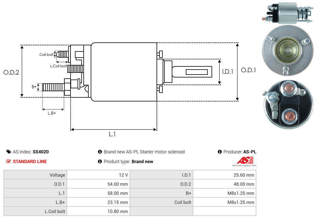 Solenoid Switch, starter - SS4020 AS-PL