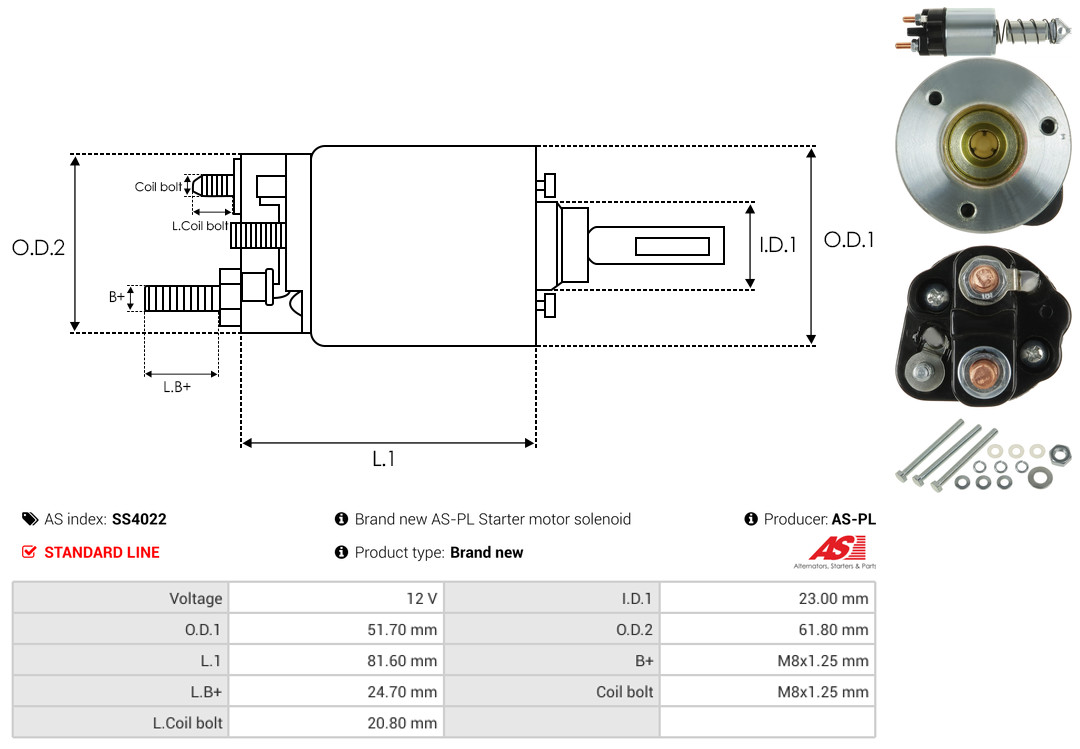 Solenoid Switch, starter - SS4022 AS-PL