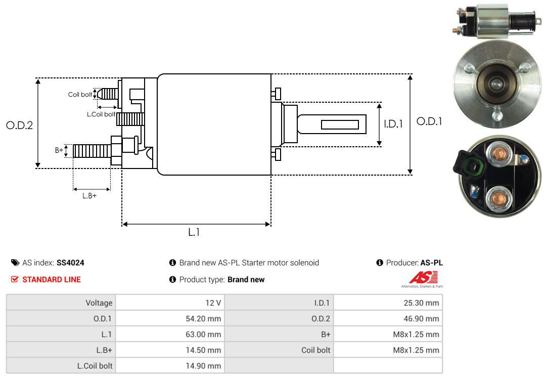 Solenoid Switch, starter - SS4024 AS-PL