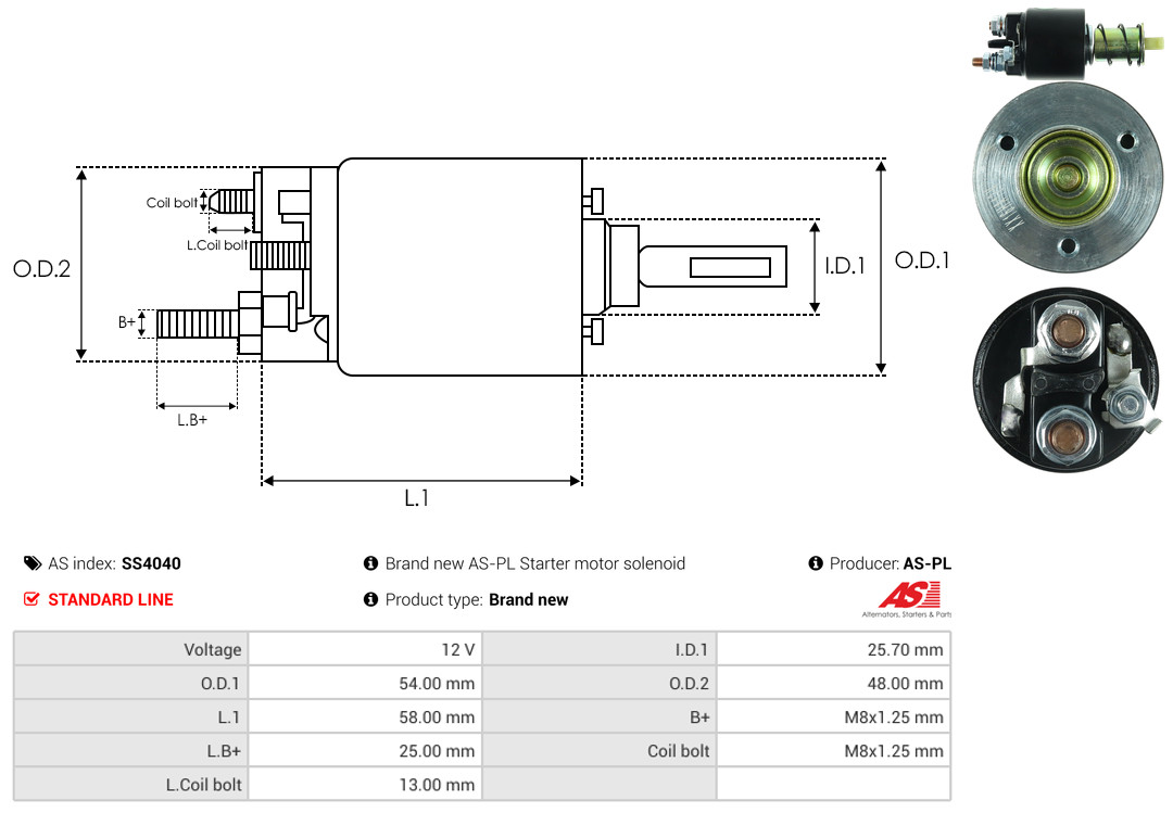Solenoid Switch, starter - SS4040 AS-PL