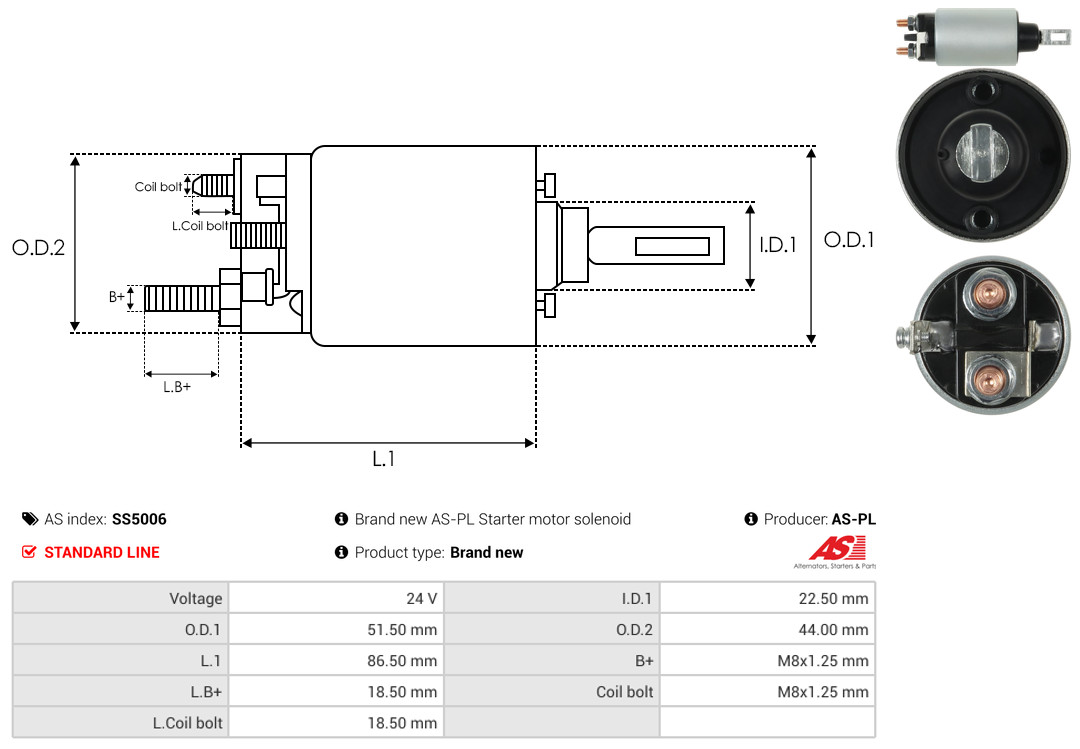 Solenoid Switch, starter - SS5006 AS-PL