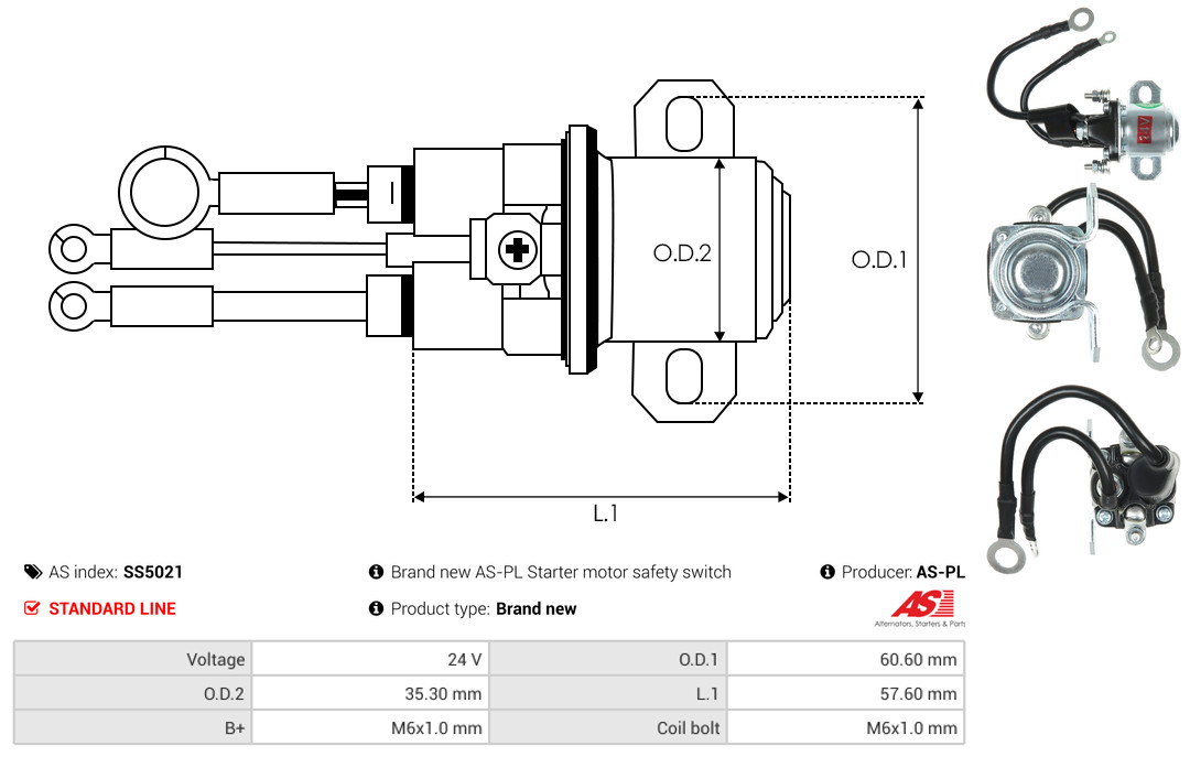 Solenoid Switch, starter - SS5021 AS-PL