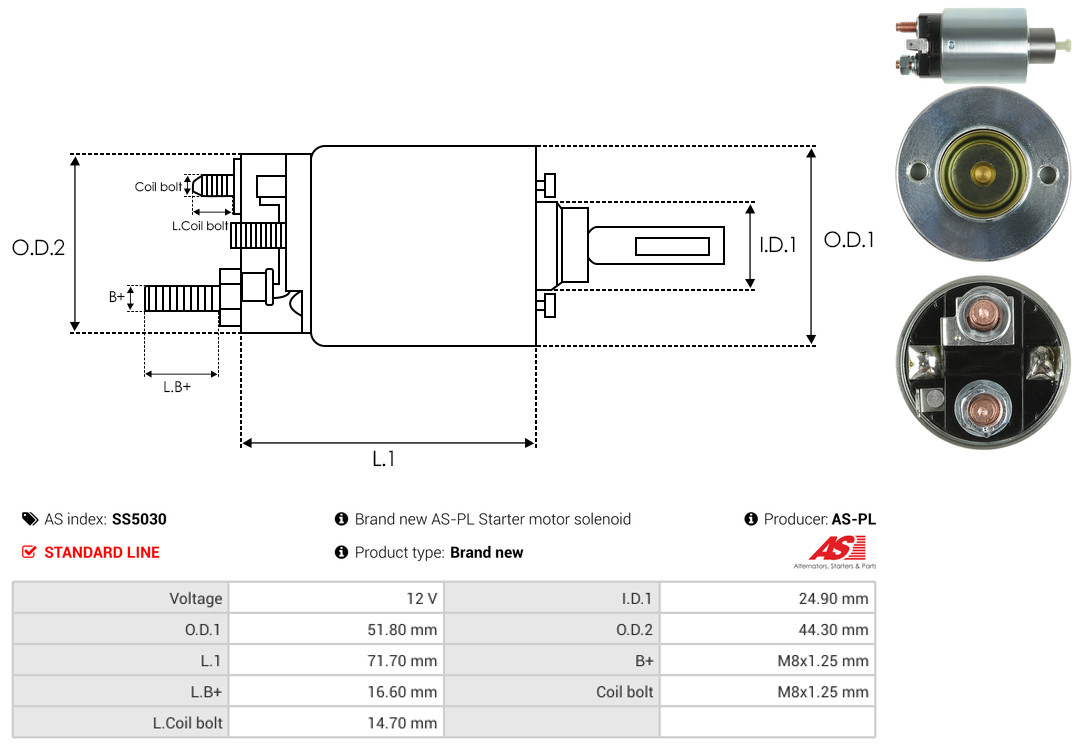 Solenoid Switch, starter - SS5030 AS-PL