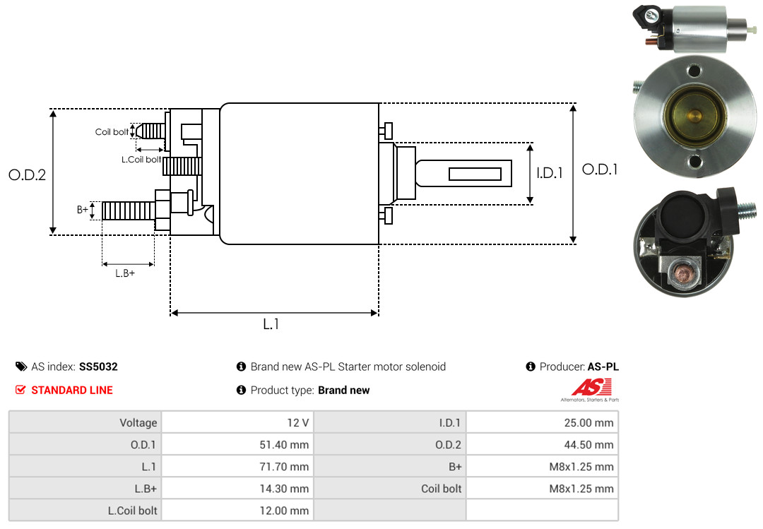 Solenoid Switch, starter - SS5032 AS-PL