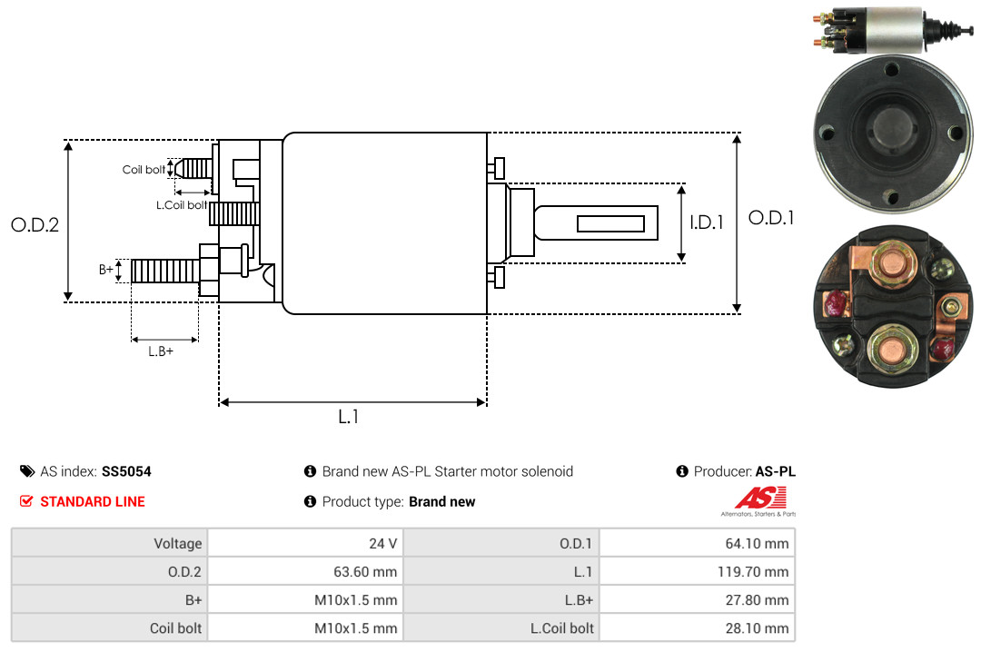 Solenoid Switch, starter - SS5054 AS-PL