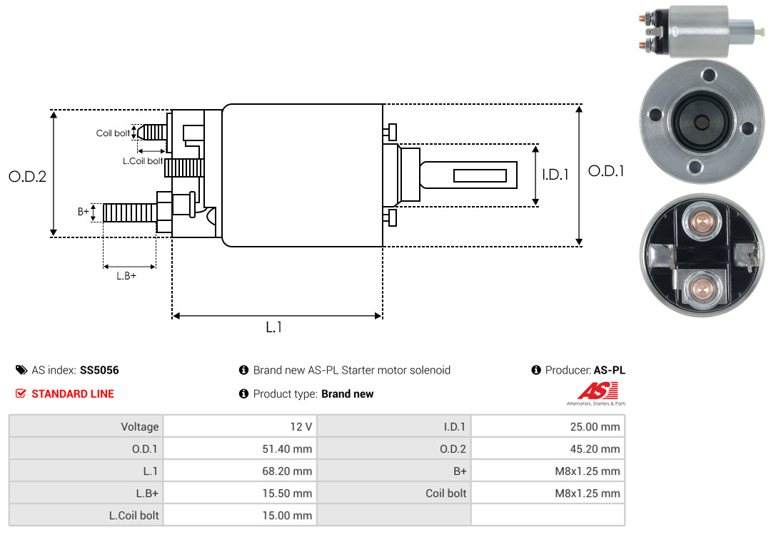 Solenoid Switch, starter - SS5056 AS-PL
