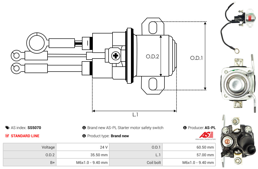 Solenoid Switch, starter - SS5070 AS-PL