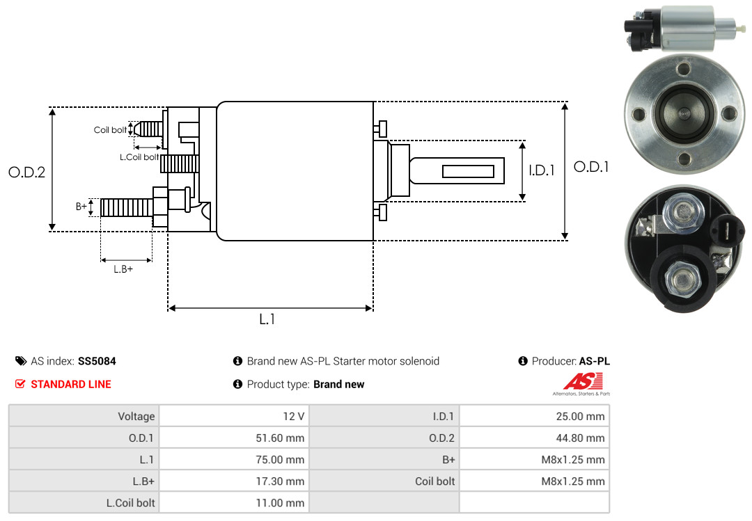 Solenoid Switch, starter - SS5084 AS-PL