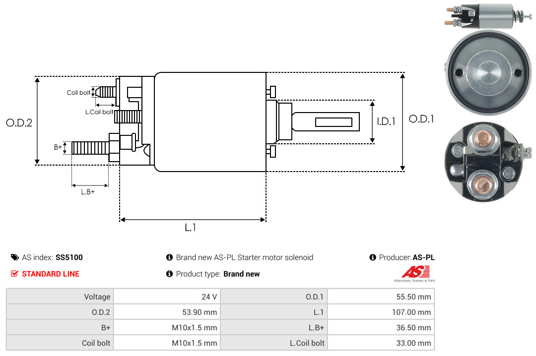 Solenoid Switch, starter - SS5100 AS-PL