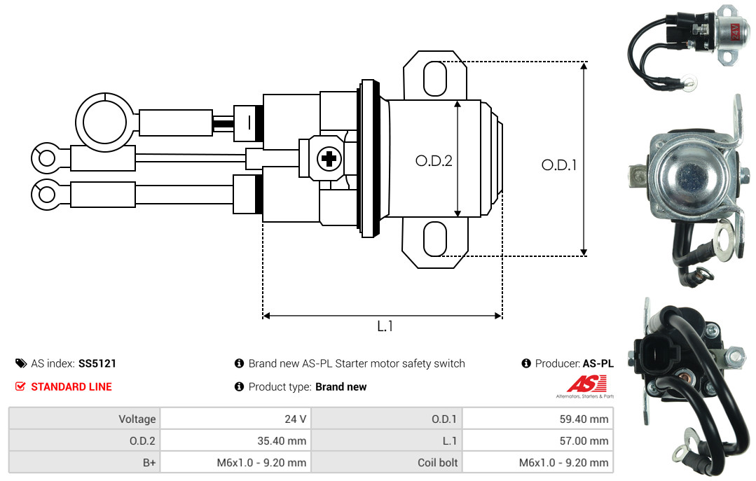 Solenoid Switch, starter - SS5121 AS-PL