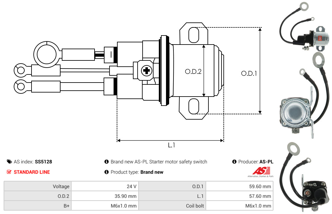 Solenoid Switch, starter - SS5128 AS-PL