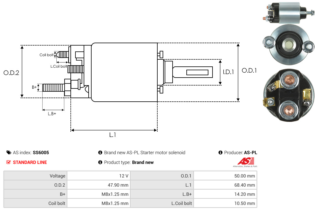 Solenoid Switch, starter - SS6005 AS-PL