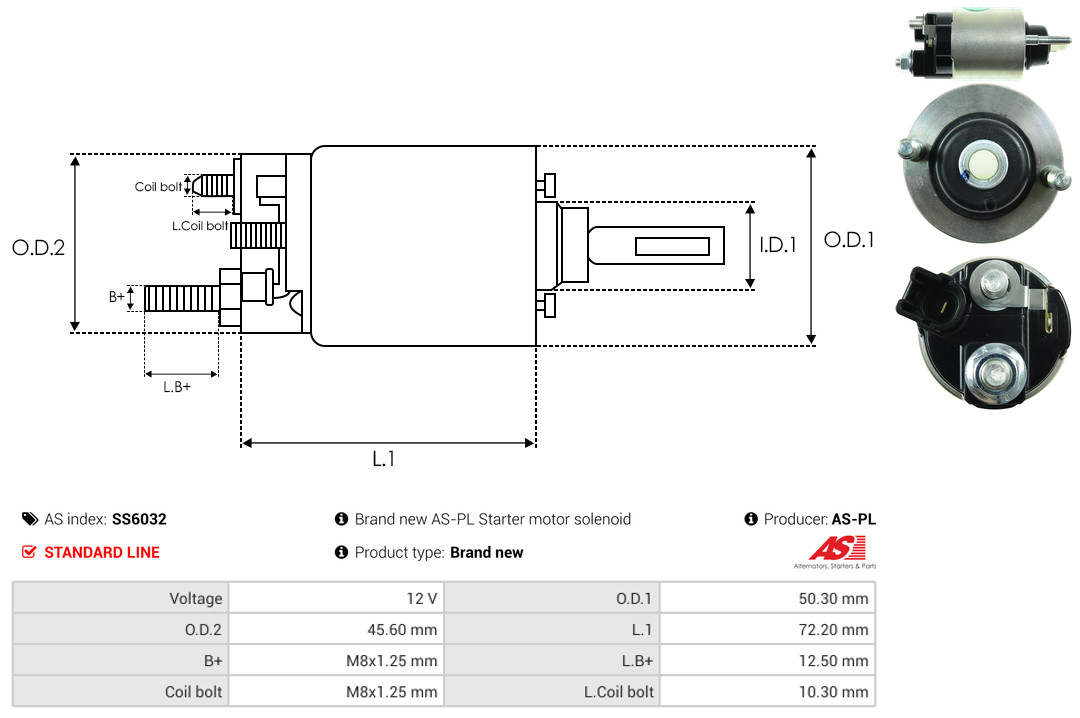 Solenoid Switch, starter - SS6032 AS-PL