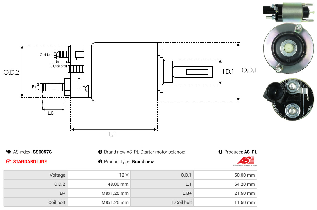 solenoidinis jungiklis, starteris - SS6057S AS-PL