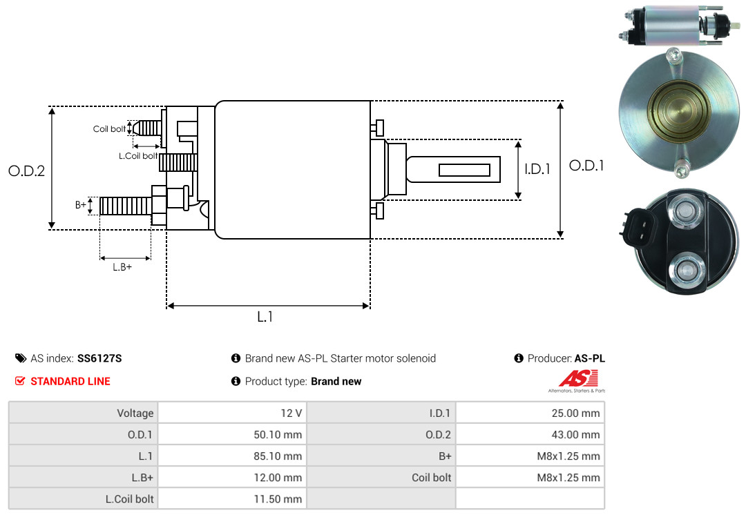 Elettromagnete, Motore d'avviamento - SS6127S AS-PL