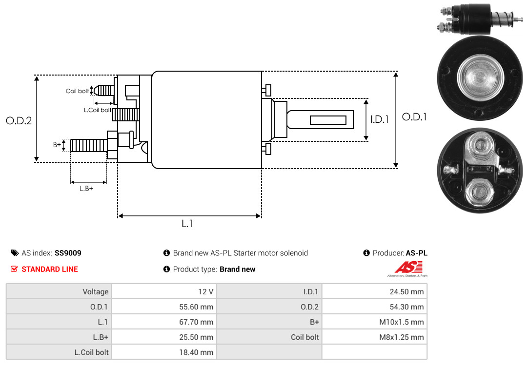 Elettromagnete, Motore d'avviamento - SS9009 AS-PL