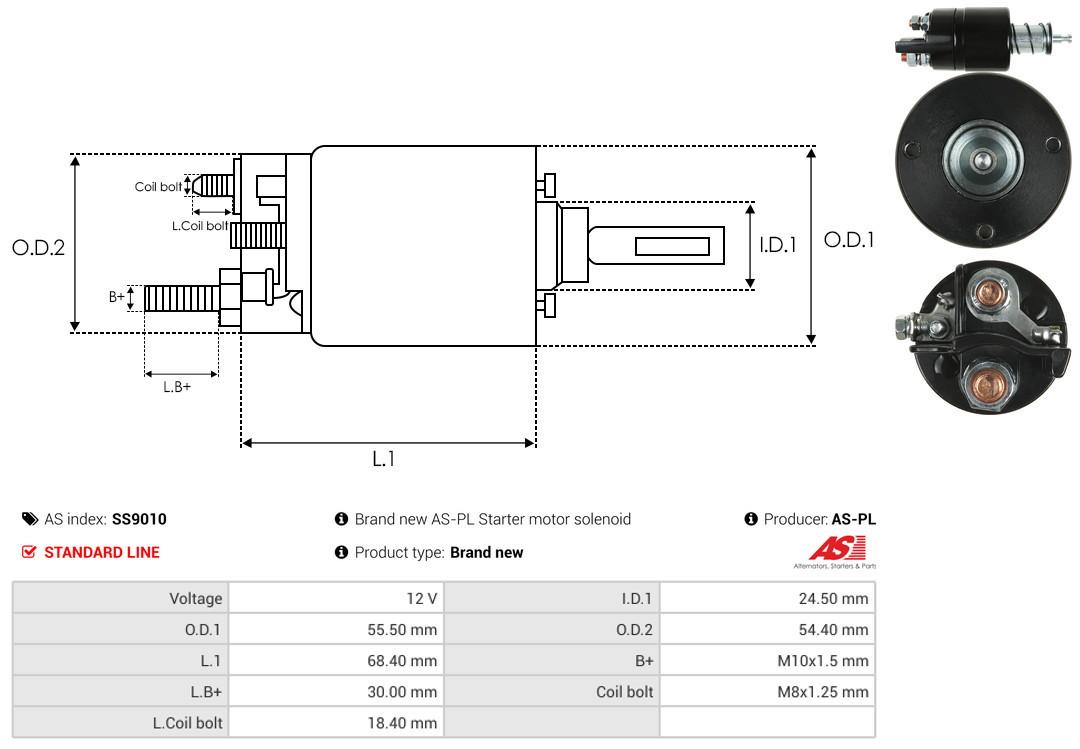 Solenoid Switch, starter - SS9010 AS-PL