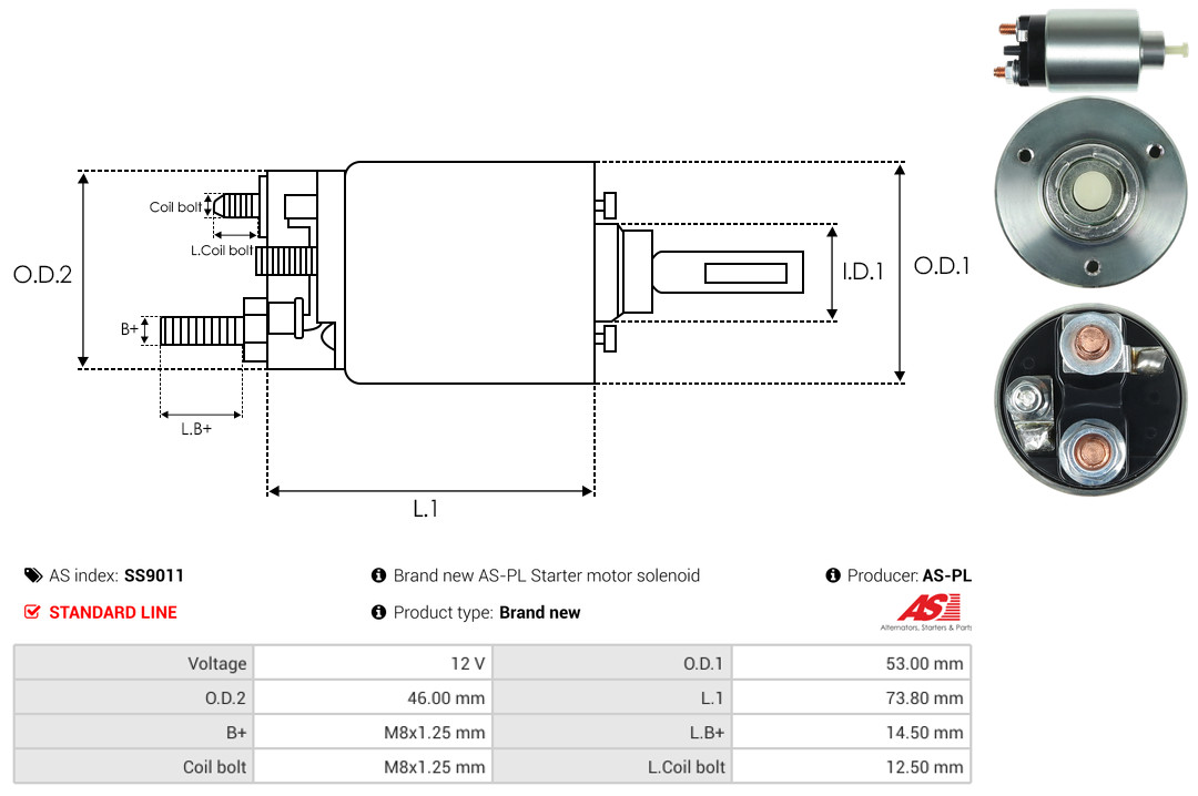 Solenoid Switch, starter - SS9011 AS-PL