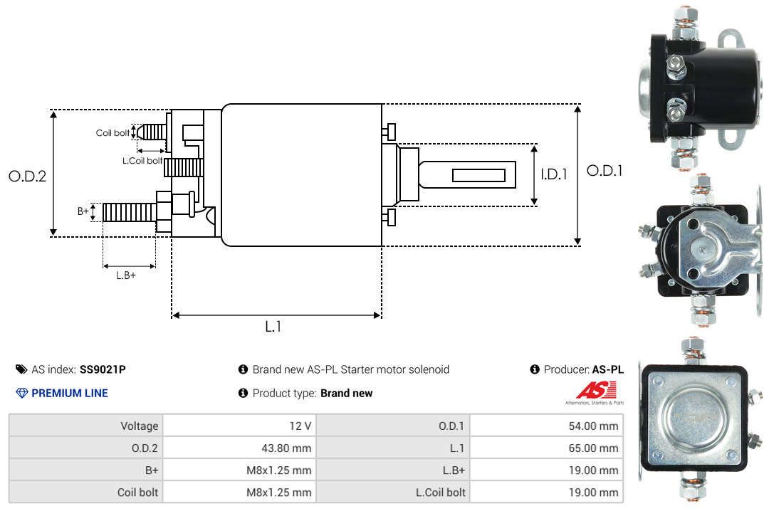 Solenoid Switch, starter - SS9021P AS-PL
