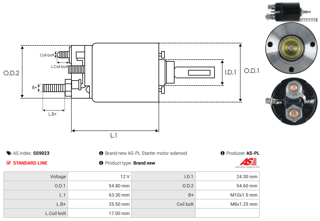 Solenoid Switch, starter - SS9023 AS-PL
