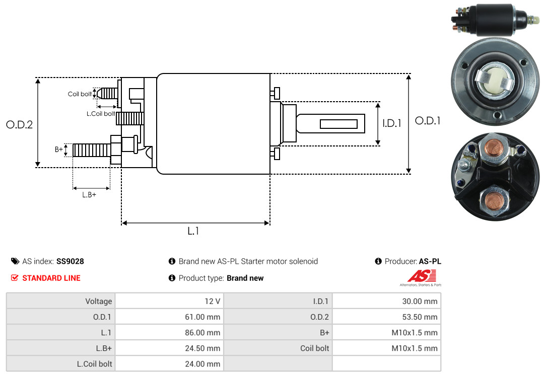 Solenoid Switch, starter - SS9028 AS-PL