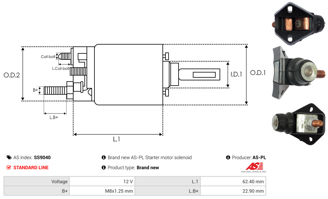 Solenoid Switch, starter - SS9040 AS-PL