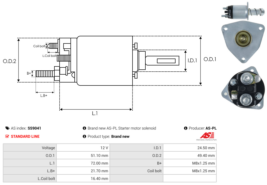 Elettromagnete, Motore d'avviamento - SS9041 AS-PL
