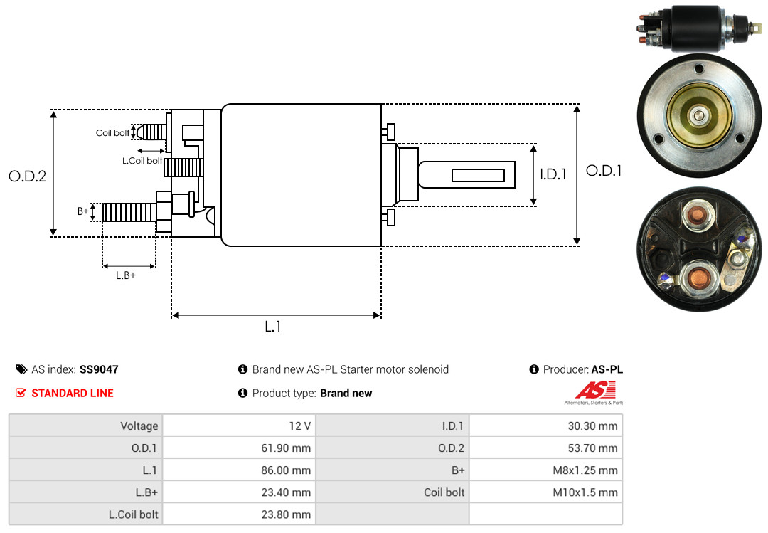 solenoidinis jungiklis, starteris - SS9047 AS-PL