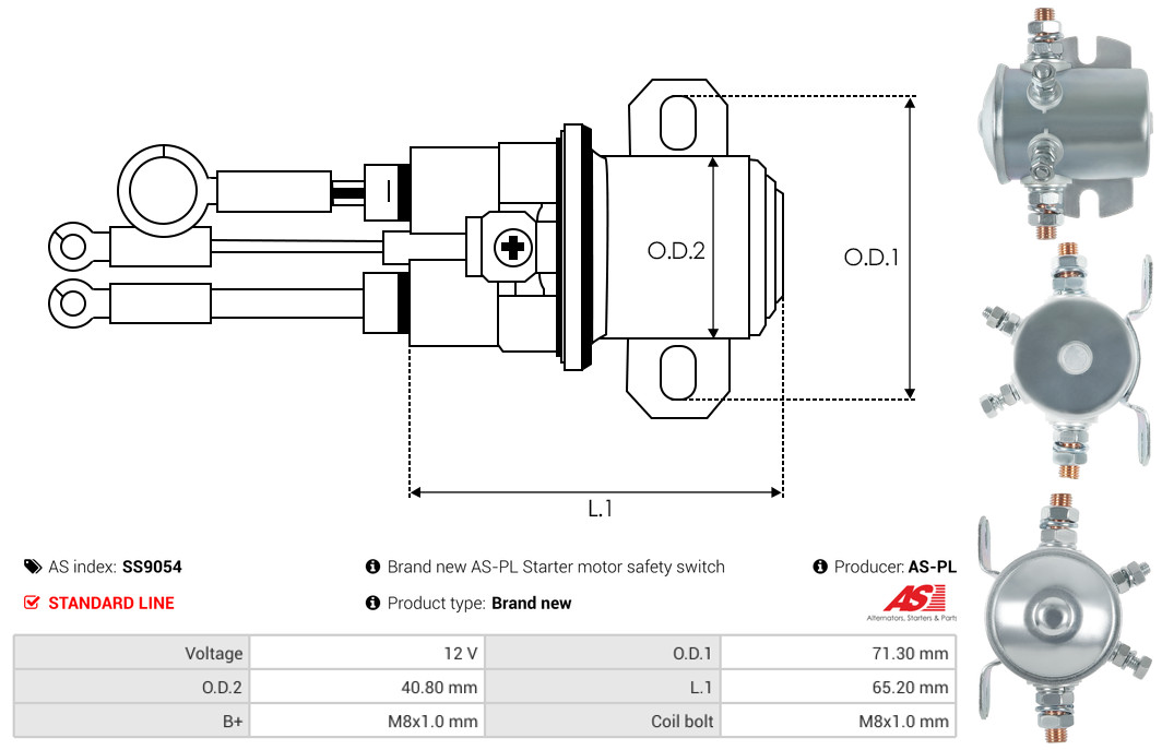 solenoidinis jungiklis, starteris - SS9054 AS-PL