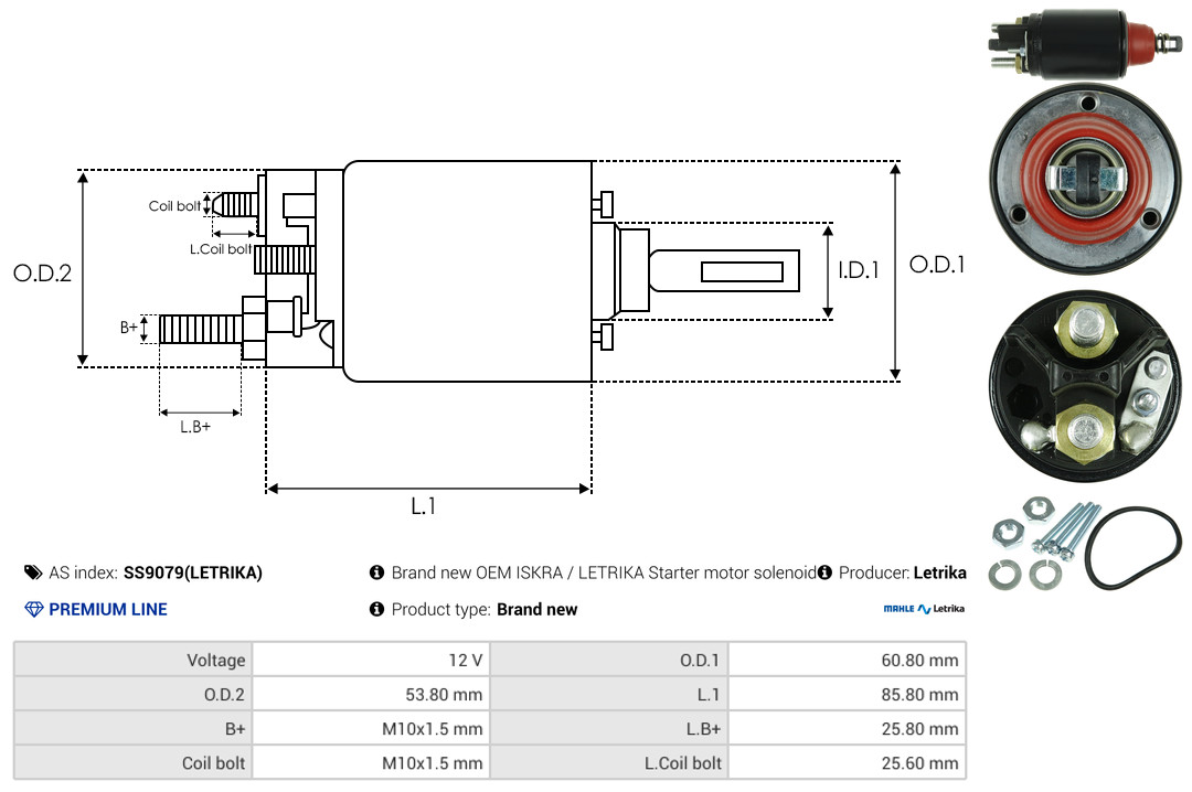 Solenoid Switch, starter - SS9079(LETRIKA) AS-PL