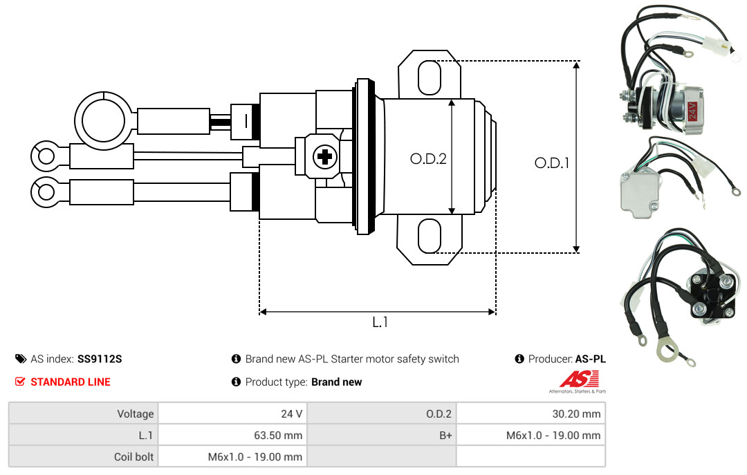 solenoidinis jungiklis, starteris - SS9112S AS-PL