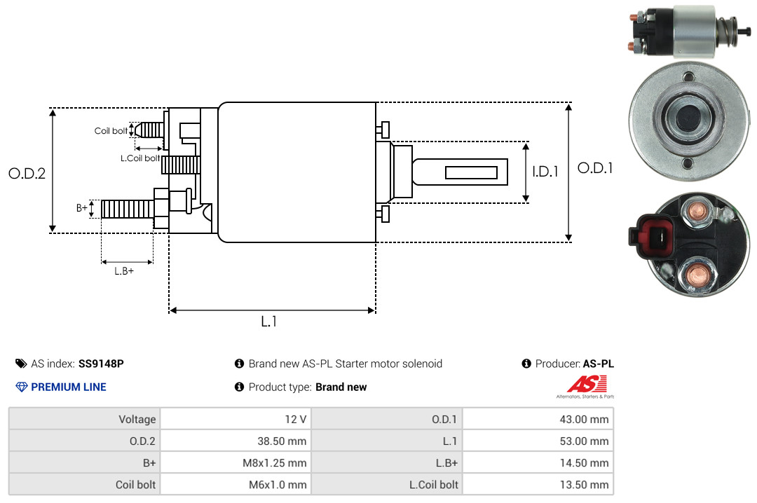 solenoidinis jungiklis, starteris - SS9148P AS-PL