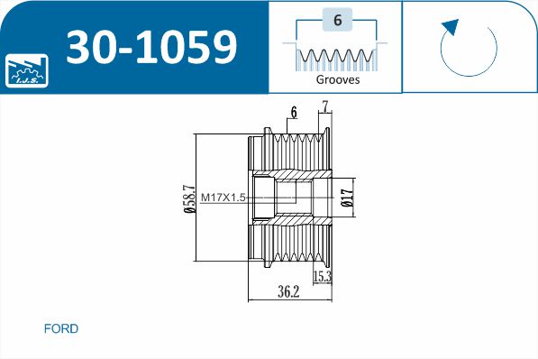 Alternator Freewheel Clutch - 30-1059 IJS GROUP