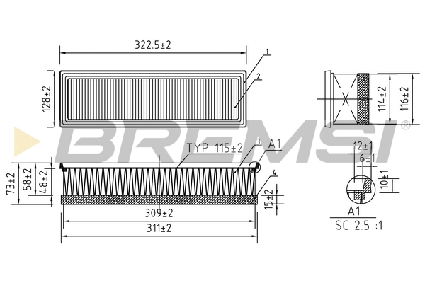 Air Filter - FA0113 BREMSI