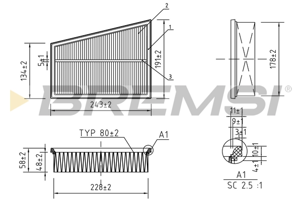 Air Filter - FA0122 BREMSI
