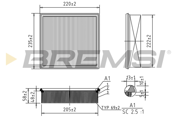 Air Filter - FA0123 BREMSI