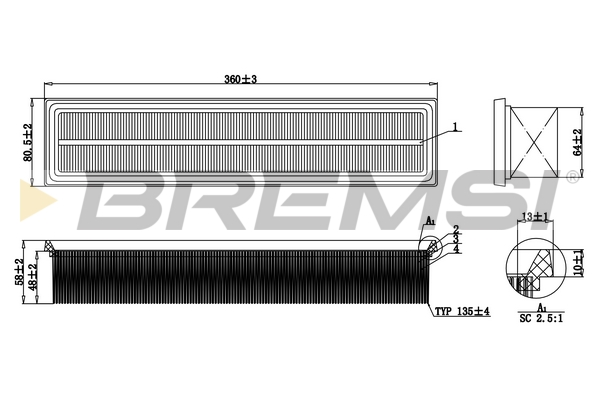 Filtro aria - FA0132 BREMSI