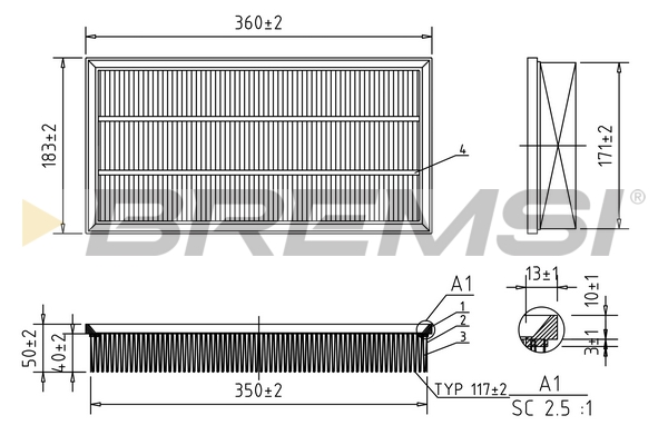 Filtro aria - FA0203 BREMSI